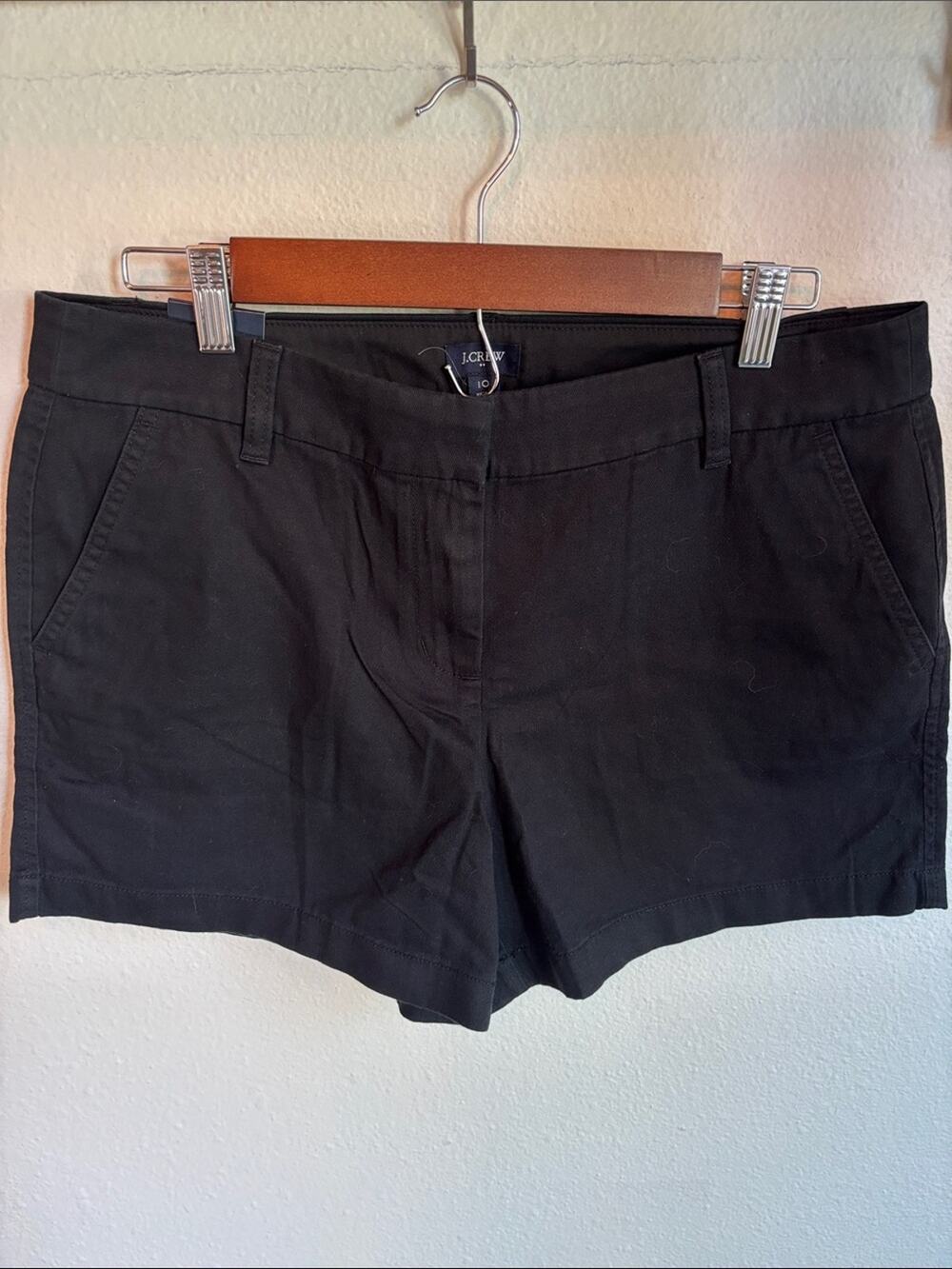 J. CREW Shorts Cotton Flat Waist 5 Inch Black NEW Womens 10